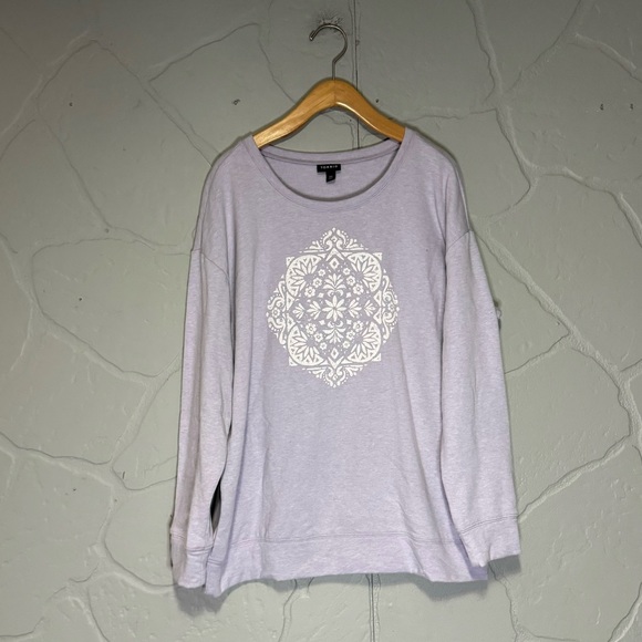 Torrid Drop Shoulder Sweatshirt - Crew Neck Soft Fleece Mandala Purple - Picture 3 of 9